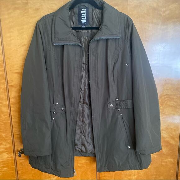 INTL details | Olive Green Utility Jacket Lightweight Lined Zip Up - 1X - Picture 2 of 13